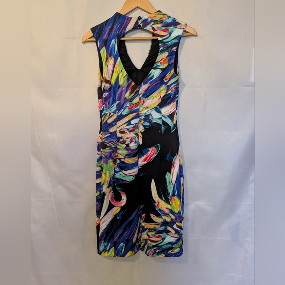 Joseph Ribkoff Vibrant Watercolour Sleeveless Fitted Dress - Picture 4 of 8